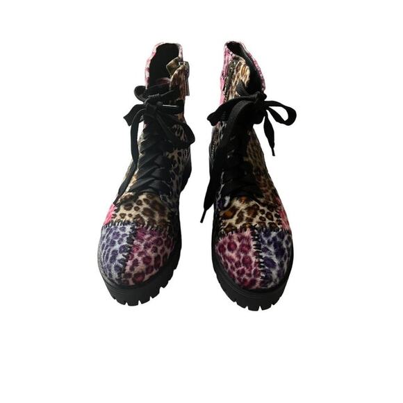 Current Mood dolls kill leopard patchwork platform boots size 7 - Picture 2 of 6